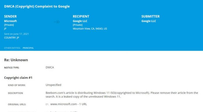 Google to remove leaked Windows 11 from the Search result
